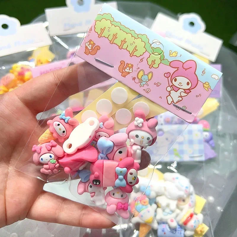 10 Pcs Sanrio Kuromi  Cartoon Resin Cute Style Hairpin Pendant Scrapbook Craft Cinnamoroll  Diy Miniature Ornament Accessories