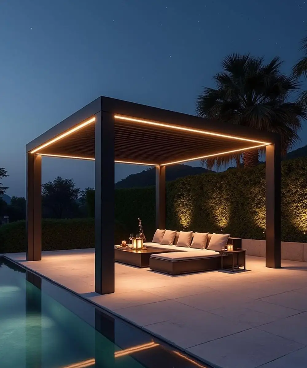 

Aluminium Electric Pergola Powder Coated Sun Shelter Gazebo Swimming Pool Louvered Roof Pergolas Waterproof Heavy Duty Pergola