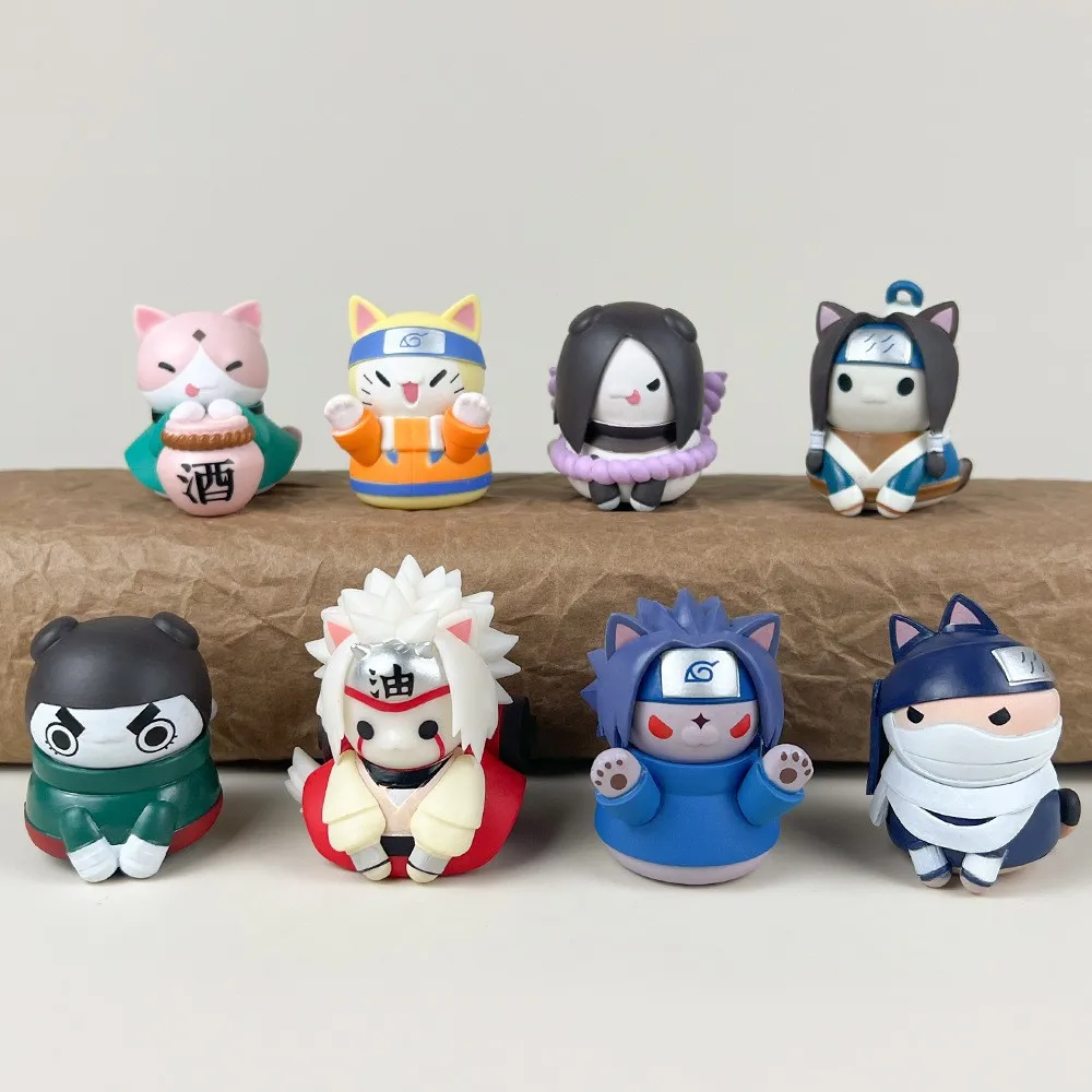 Estatua de animal de travesti de Naruto Sasuke, modelo versión Q, juguete de Pvc, decoración coleccionable, regalo de escritorio, 8 Uds.