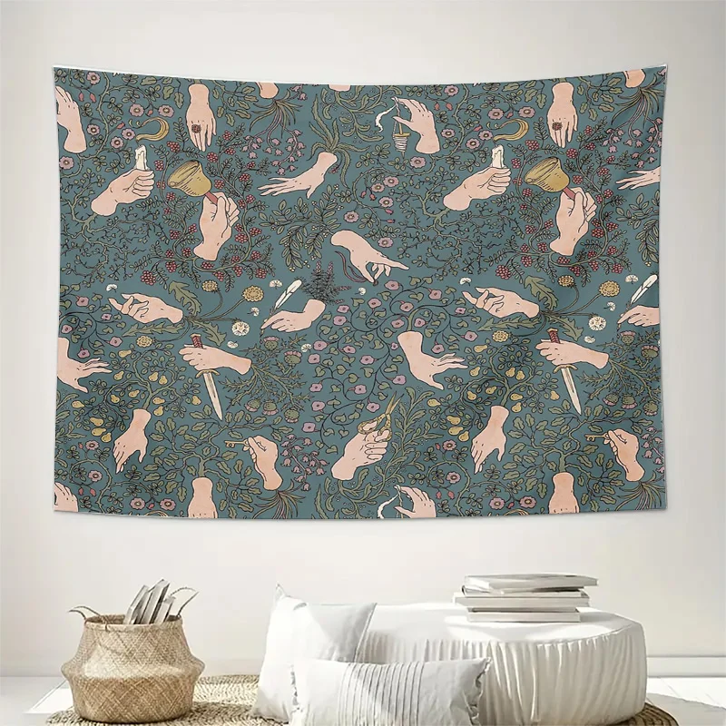 Bohemian Tapestry Wall Hanging Nature Floral Vintage Aesthetic Room Decor Home Textile Art Wallcovering Bedding Throw
