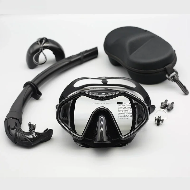 Wet diving mask high definition anti-fog tempered glass silicone set