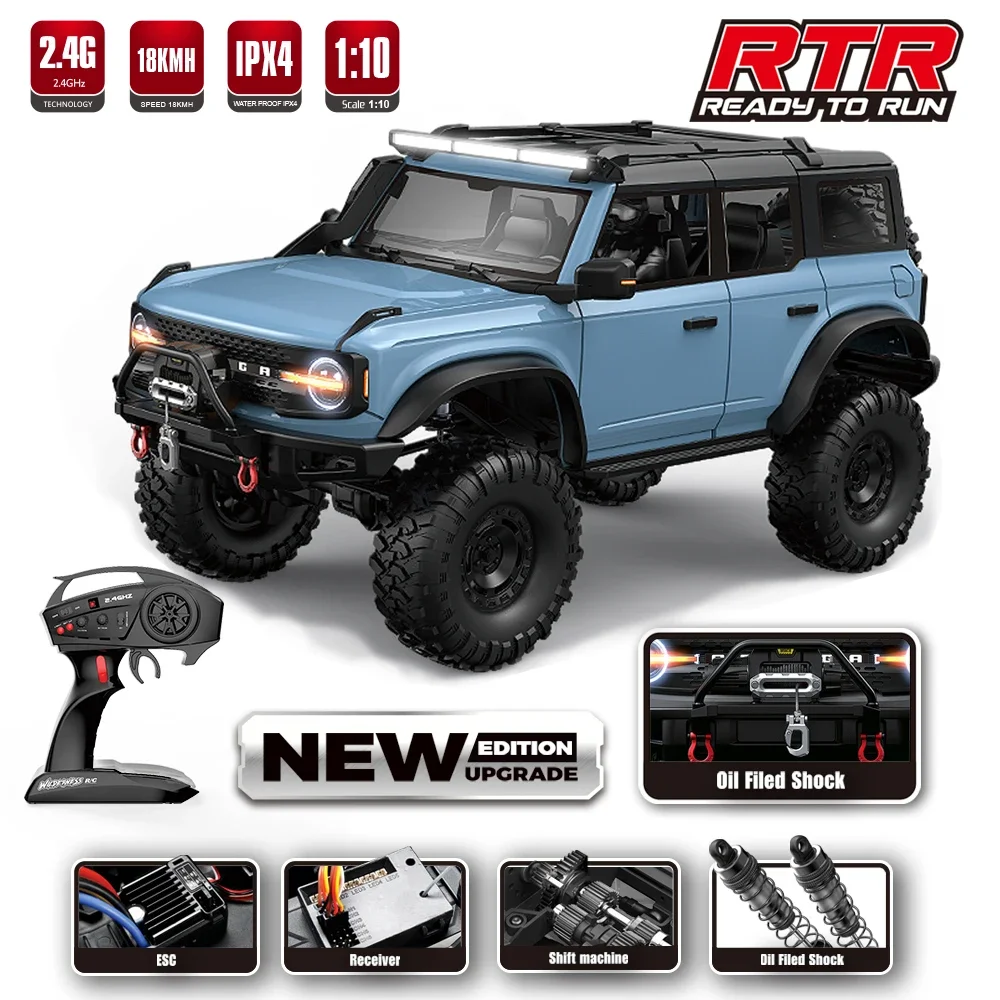 ลดราคาพิเศษ รถบังคับวิทยุ 1/10 RC Car 4WD RTR HB R1002 Horse ขนาดเท่าของจริง พร้อมไฟ LED รีโมทคอนโทรลไฟฟ้า 2.4G รถบังคับวิทยุแบบ Rock Buggy ของเล่น