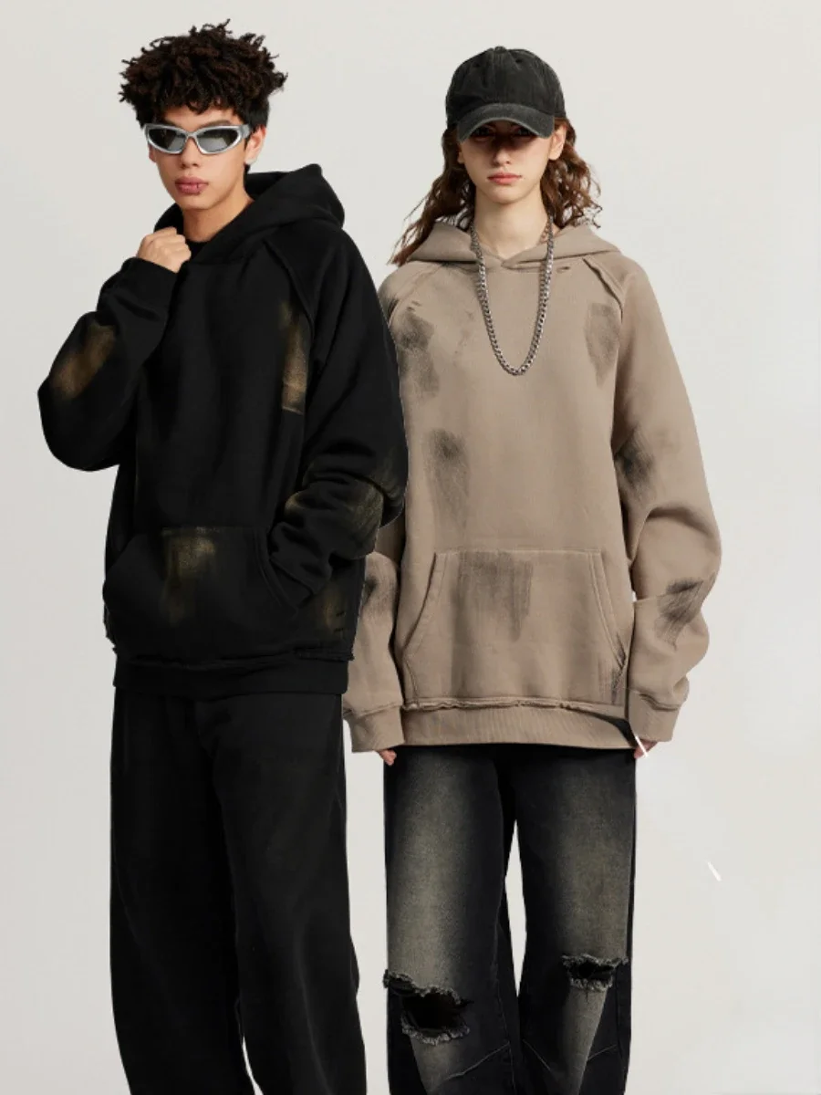 

Sumuyoo 350g/㎡ Women's Thicken Fleece Washed Retro Hoodies Autumn Winter Oversized Pullovers Couple Loose Warm Fashion Hoodie