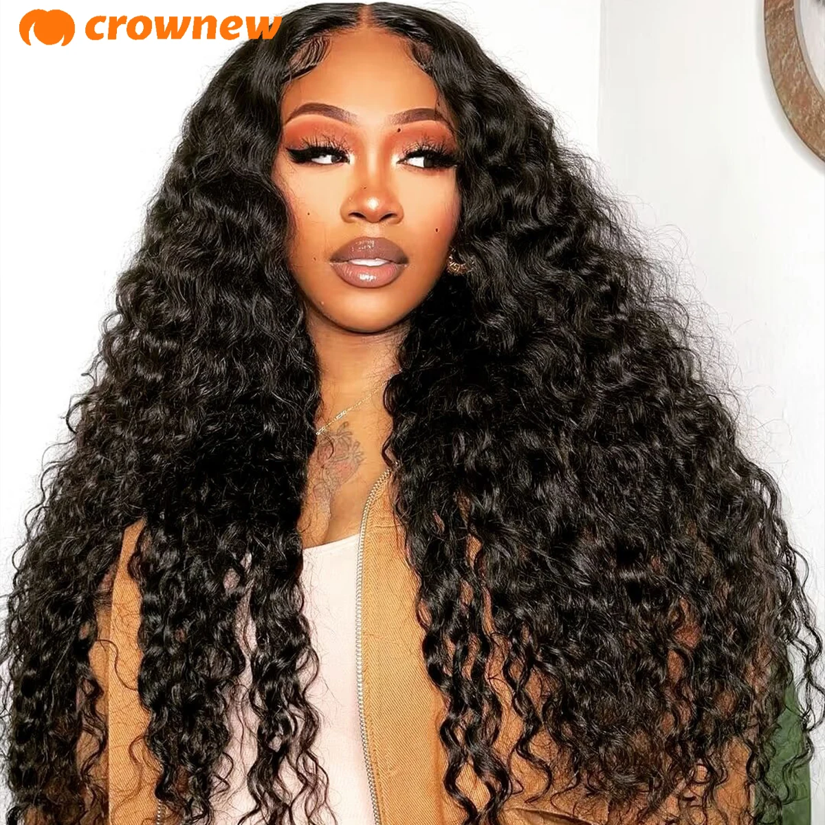 Curly Human Hair Wig 13x4 HD Lace Frontal Wigs 200% Lace Front Human Hair Deep Wave Frontal Wig Pre Plucked Bleached Knots Wigs