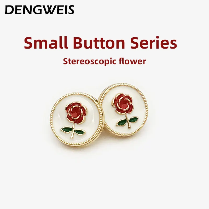 Mode Mini 12,5mm Rote Rose Blume Taste Für Frauen Shirts Manschette Kragen Diy Kleidungsstücke Nähen Zubehör Tasten Dekorative 10 stücke – Detail 5