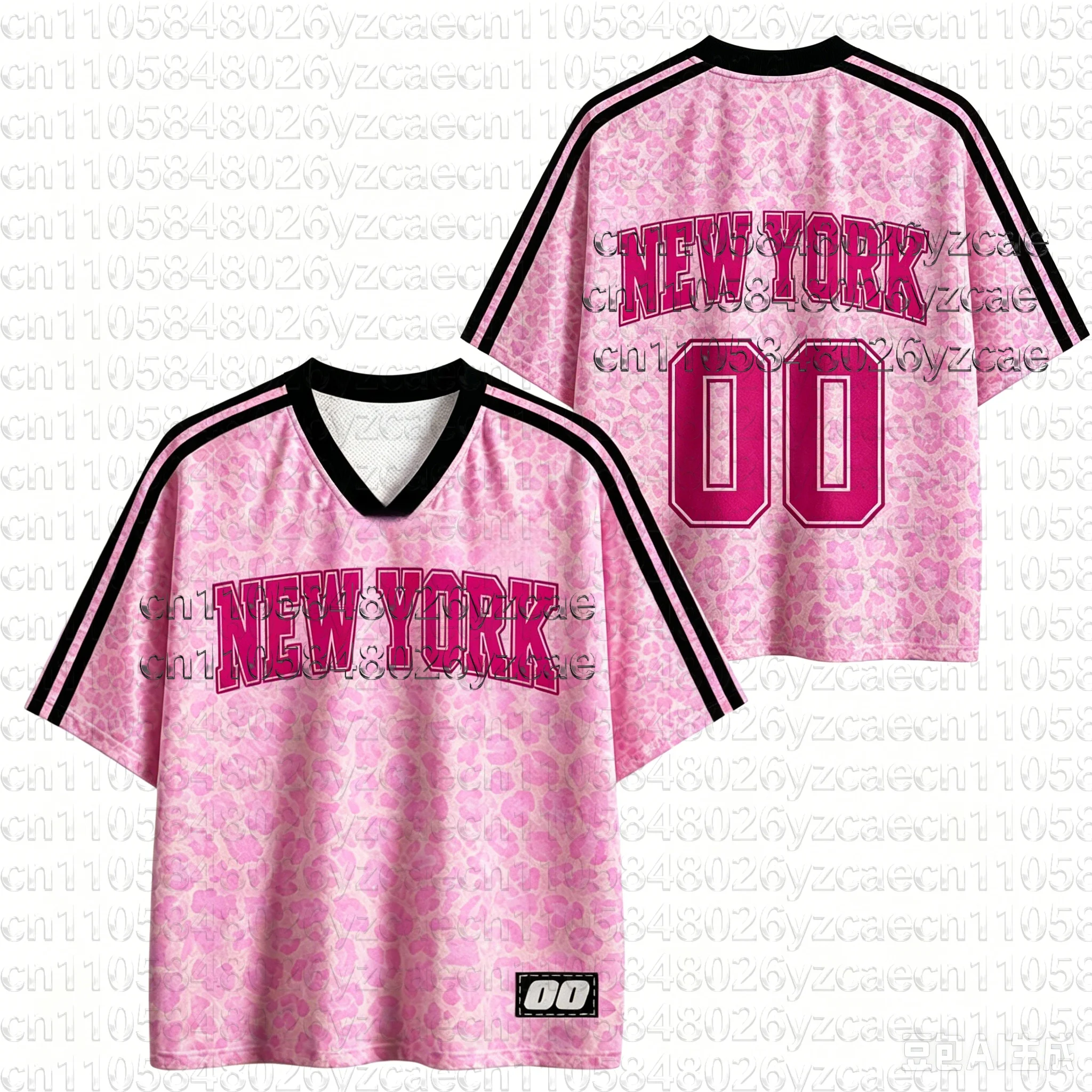 Retro Rosa Leopardenmuster Damen T-Shirt Sommer Schnelltrocknend Atmungsaktiv Locker Übergroß Lässig Bedrucktes Kurzarm-T-Shirt – Detail 4