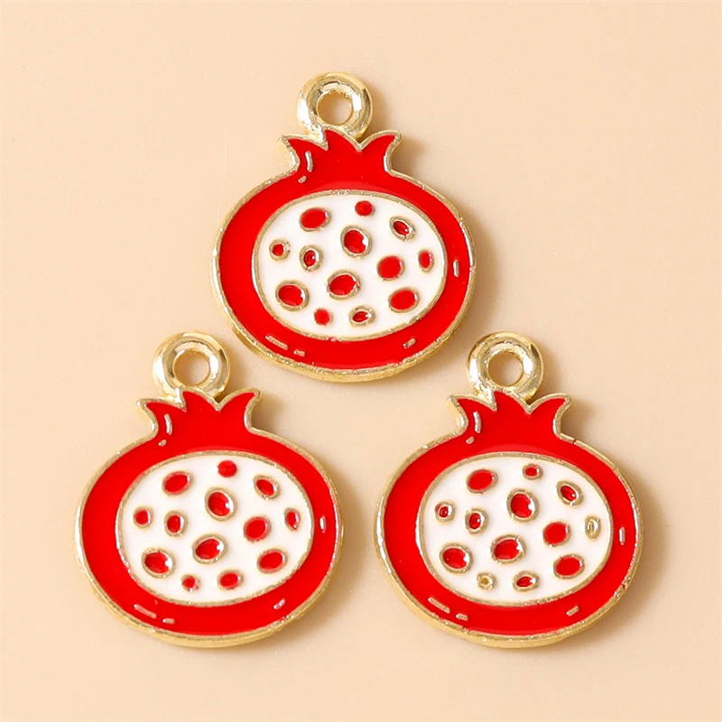 10 Stück 12x16mm Niedliche Emaille-Frucht-Pfirsich-Anhänger Passend für Halsketten, Ohrringe, Armbänder, DIY-Bastelzubehör für Schmuckherstellung – Detail 10
