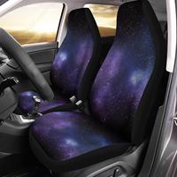 Purple Galaxy Print Universal 2pcs Car Seat Covers Auto Accessories Carseat Front Seats Fit Most Cars, SUV Sedan, Truck