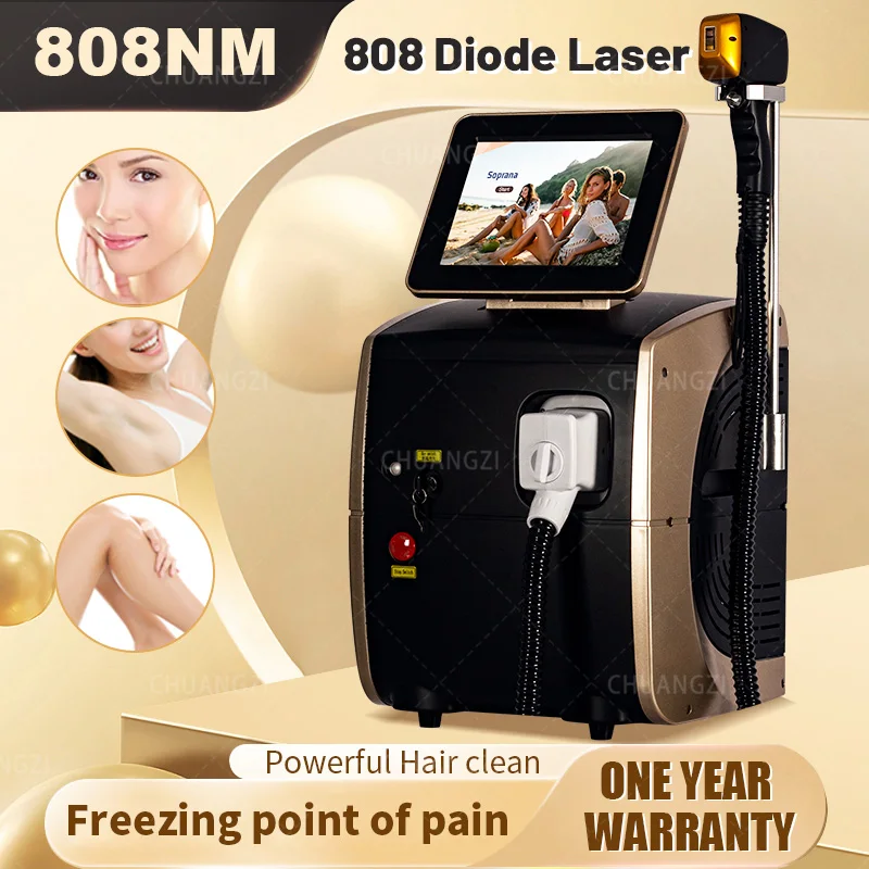 808nm Diode YAG  Hair Removal Device - Triple Wavelength, 5000W Power, Painless and Permanent 755nm+808nm+1064nm
