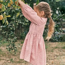 Casual Skirt Girl Dress Autumn Pink Floral Style 100 Cotton Long-sleeved Children's Skirt Princess Skirt Outer Wear Simple Style