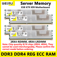 DDR3 DDR4 8GB 16GB 32GB Server Memory Ram PC4 2133 2400 2666 2933 3200Mhz PC3 10600 12800 14900 REG ECC Memoria Ram X58 X79 X99