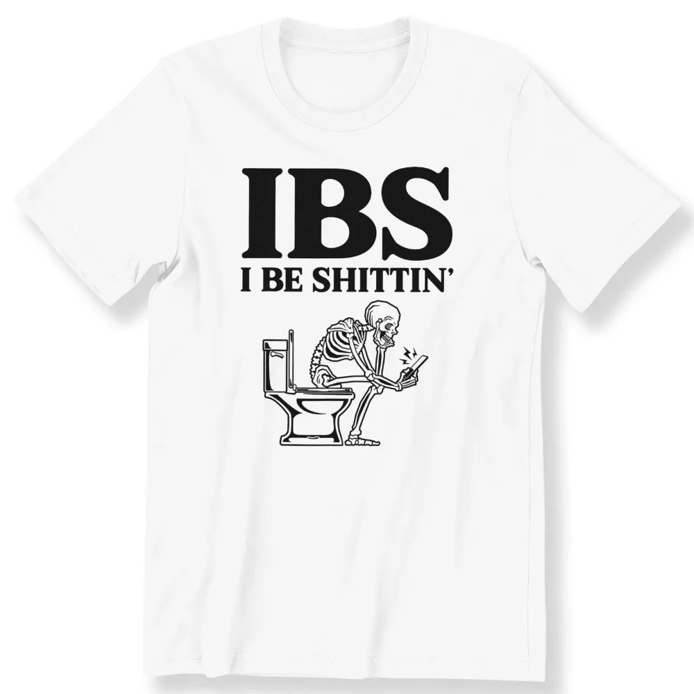 2024 New Arrival FUNNY IBS I Be Sh••••n T-shirt for Men Funny Skeleton Slogan IBS Gift T-shirt XS-3XL Tops