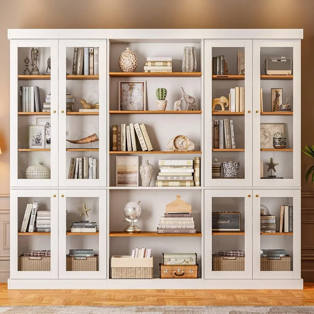 

70.8" Tall Farmhouse Kitchen Pantry Cabinet with Glass Doors, Modular Storage Cabinet with 6-Tier Adjustable Shelves, Wooden Hut