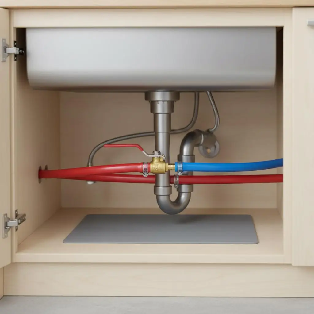 PEX Shut-Off Valve 1/2 Inch For Kitchen Hydronic Heating Bathroom, Quarter Turn Handle Lead-Free Brass Body 10 Pack Blue Red