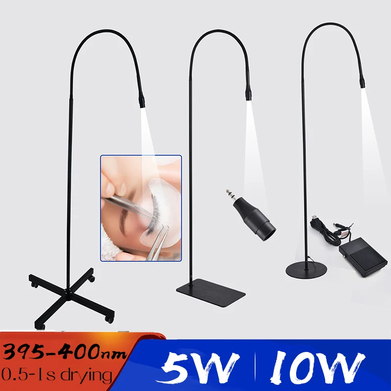 

405nm White LED UV Curing Light 5W 10W Eyelash UV Glue Nail Gel Hair Extension 1Second Fast Drying Lamp Lash Tool Purple UV Lamp