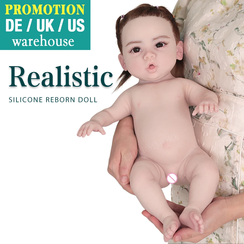 U-charmmore  47cm 2.8kg Full Body Silicone Reborn Baby Doll Bebe Reborn Silicona Realistic Girl Dolls for Children Toys Gift