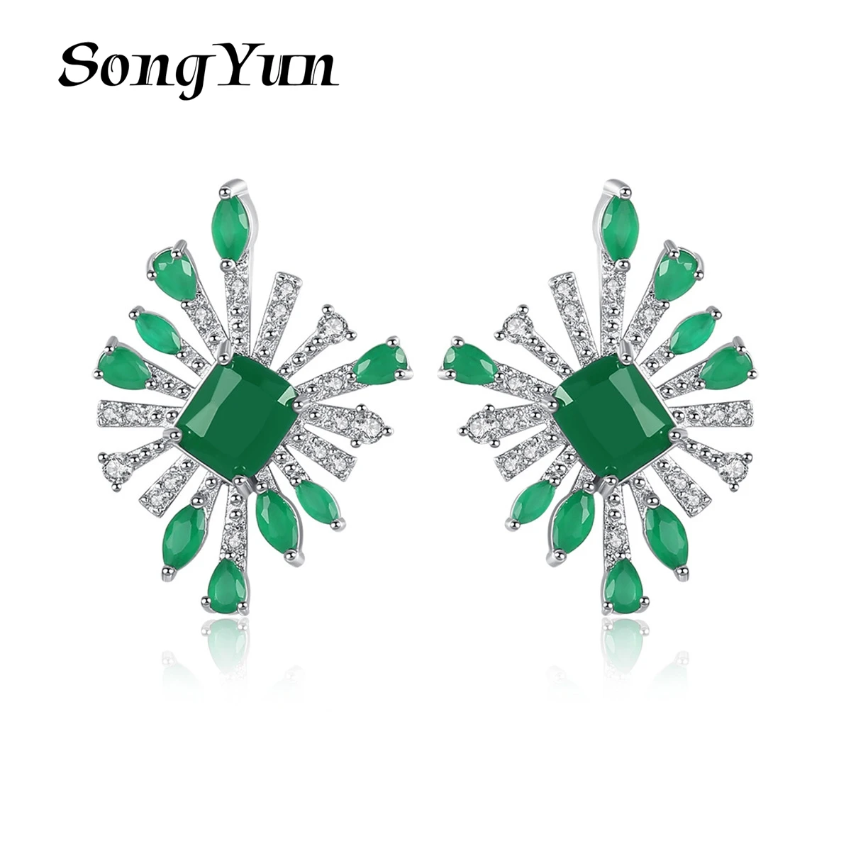 

SongYun Jewelry MHT Quality Brass Stud Earrings Dangle CZ 7A Zircon Elegant Statement Jewelry Women Earring Jewelry