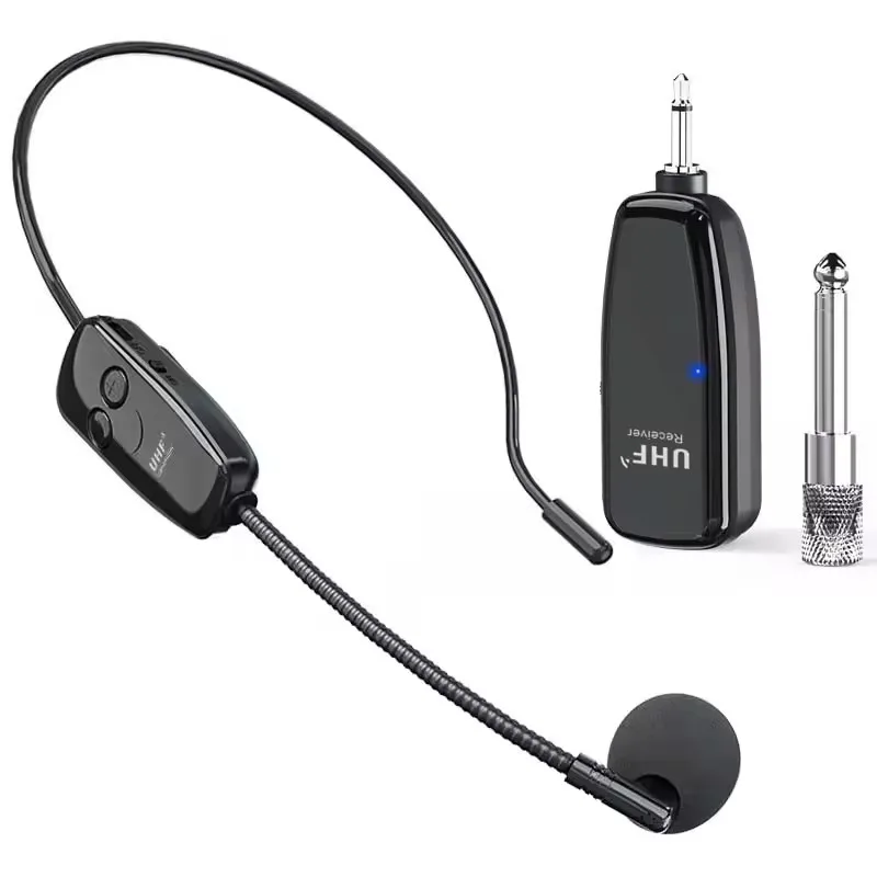 UHF Wireless Headset Microphone Universal Amplifier Audio Portable With LED Light without box
