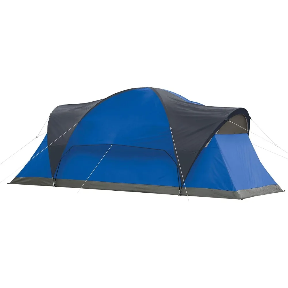 Camping Tent, 8 Person Family Tent with Included Rainfly, Carry Bag, and Spacious Interior, Fits Multiple Queen Airbeds