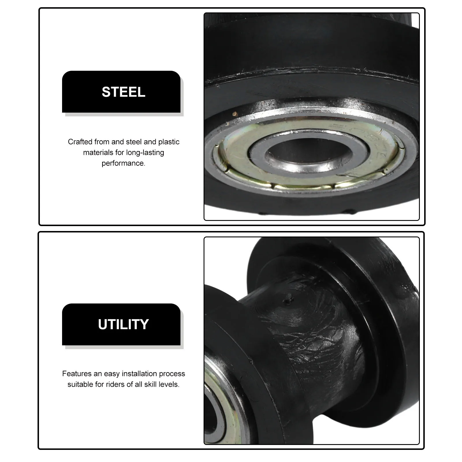 

2Pcs Motorcycle Chain Guide Roller Pressure Roller Plastic Bearing Steel Durable Chain Tensioner Shock Absorption Upgrade