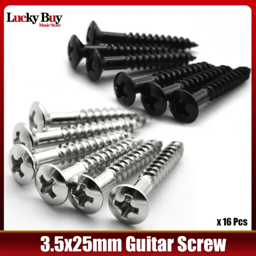 8 pares de tornillos de puente de níquel, tornillos de trémolo para puente de bajo, accesorios de guitarra de 3,5x25mm