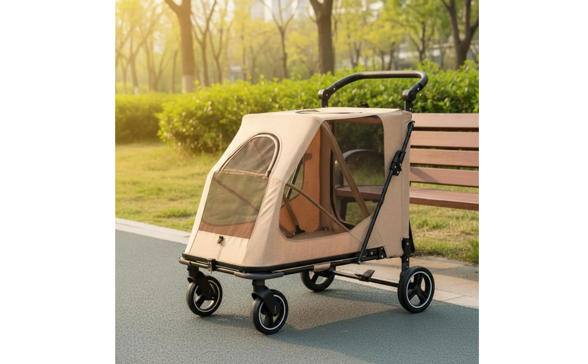 Foldable Dog Stroller Portable Foldable Pet Stroller Dog Wagon Large Size Rolling Carrier Breathable Mesh for Travel, Shopping