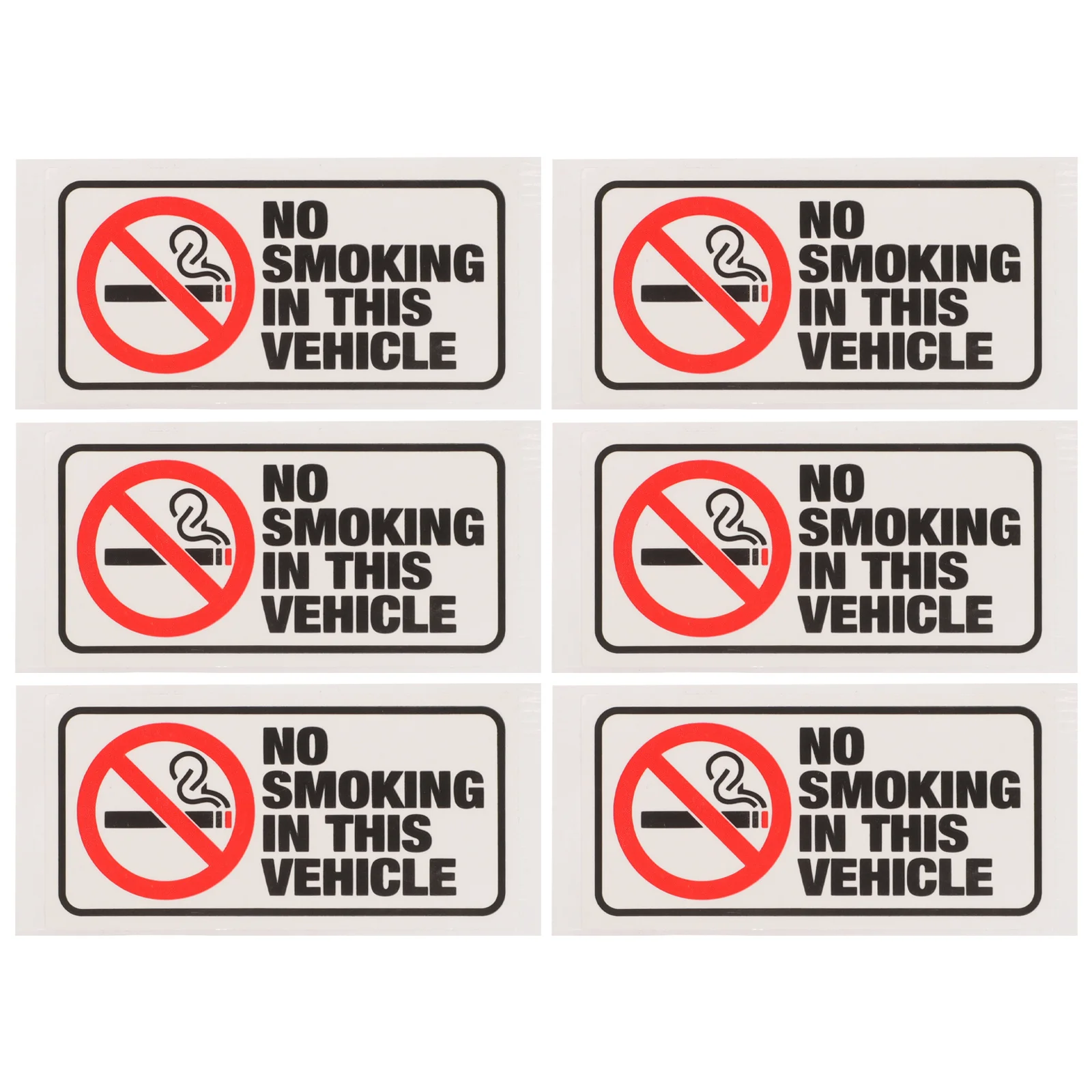 

6Pcs No Smoking Sticker for Car Simple Look Design Excellent Durability Warning Sign Decal No Smoking in This Vehicle Sign