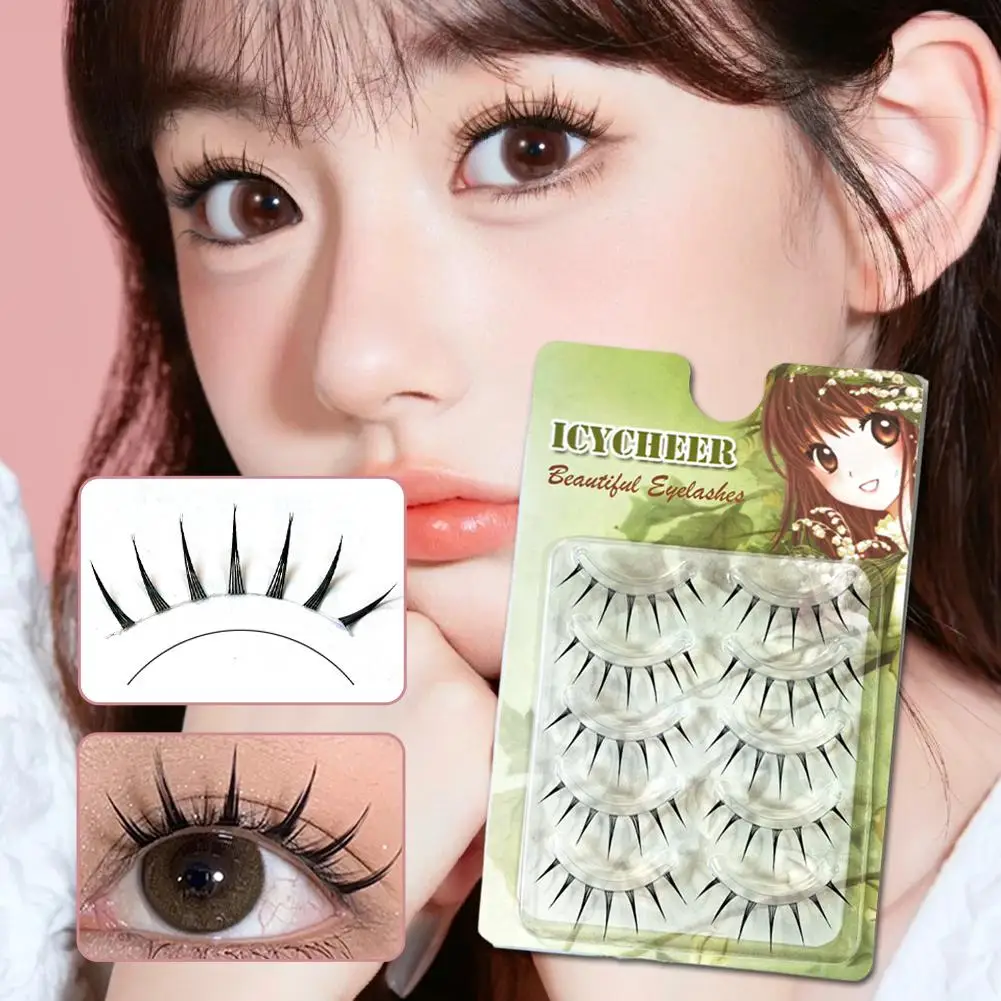 Teufels dicke falsche Wimpern im japanischen Stil mit transparenten natürlichen Wimpern im Cartoon-Stil, Kamera falsch im Look, Stiele Th K7V7