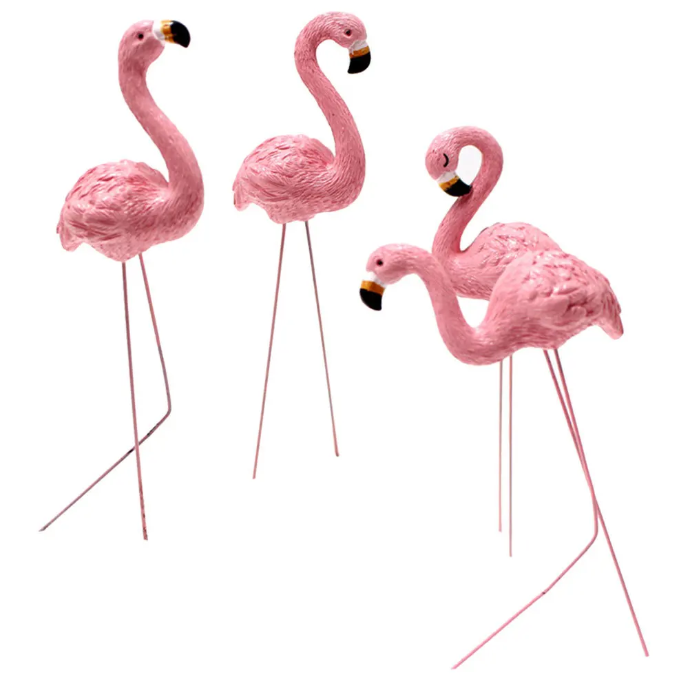 

4Pcs Flamingo Landscape Decor Resin Miniature Garden Yard Bonsai Plant Pot Insert Decorations Flamingo Outdoor Decor