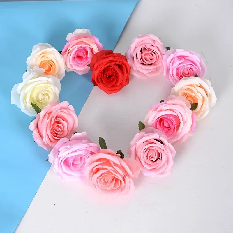 Artificial Big Silk Rose Head Flower Bouquet Real Looking Fake Roses Home Wedding Centerpieces Party Decorations 10 cm