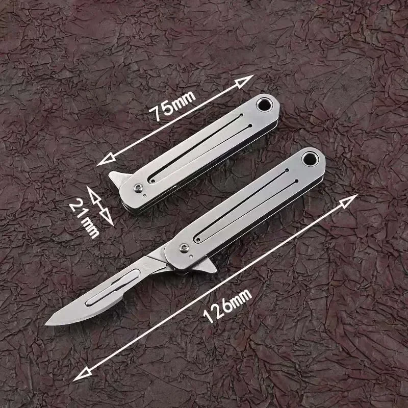 Cuchillo mini llavero plegable acero inoxidable apertura rápida - imagen 3