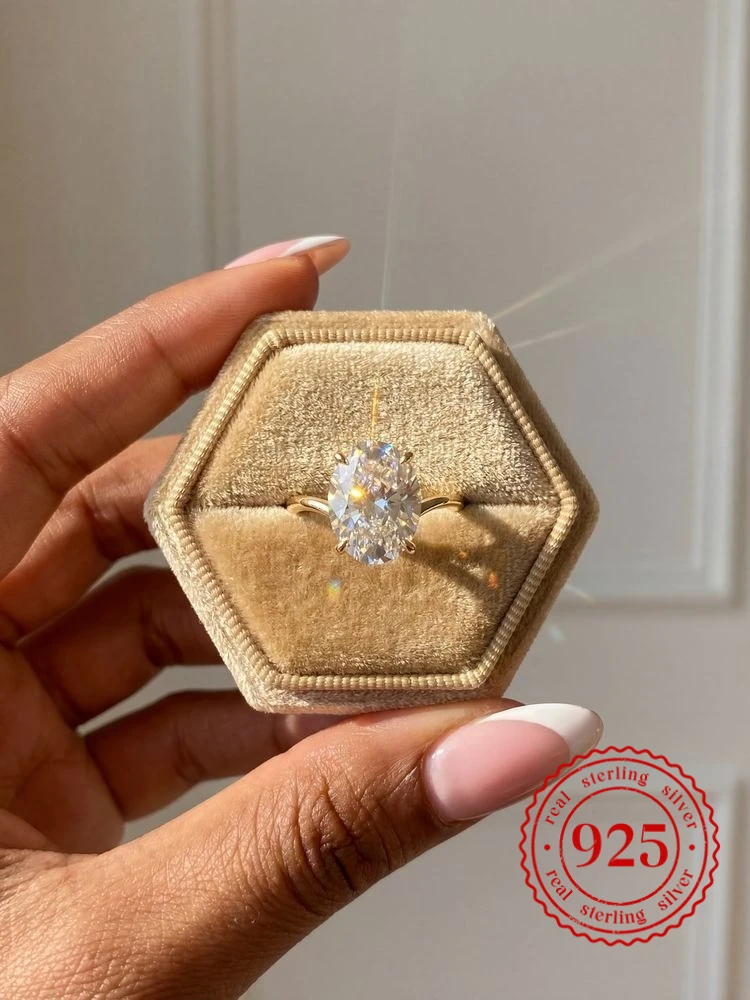 

925 Sterling Silver Oval V-shaped Zircon Ring For Women Anniversary Engagement Wedding Daily Party High Quality Fine Jewelry