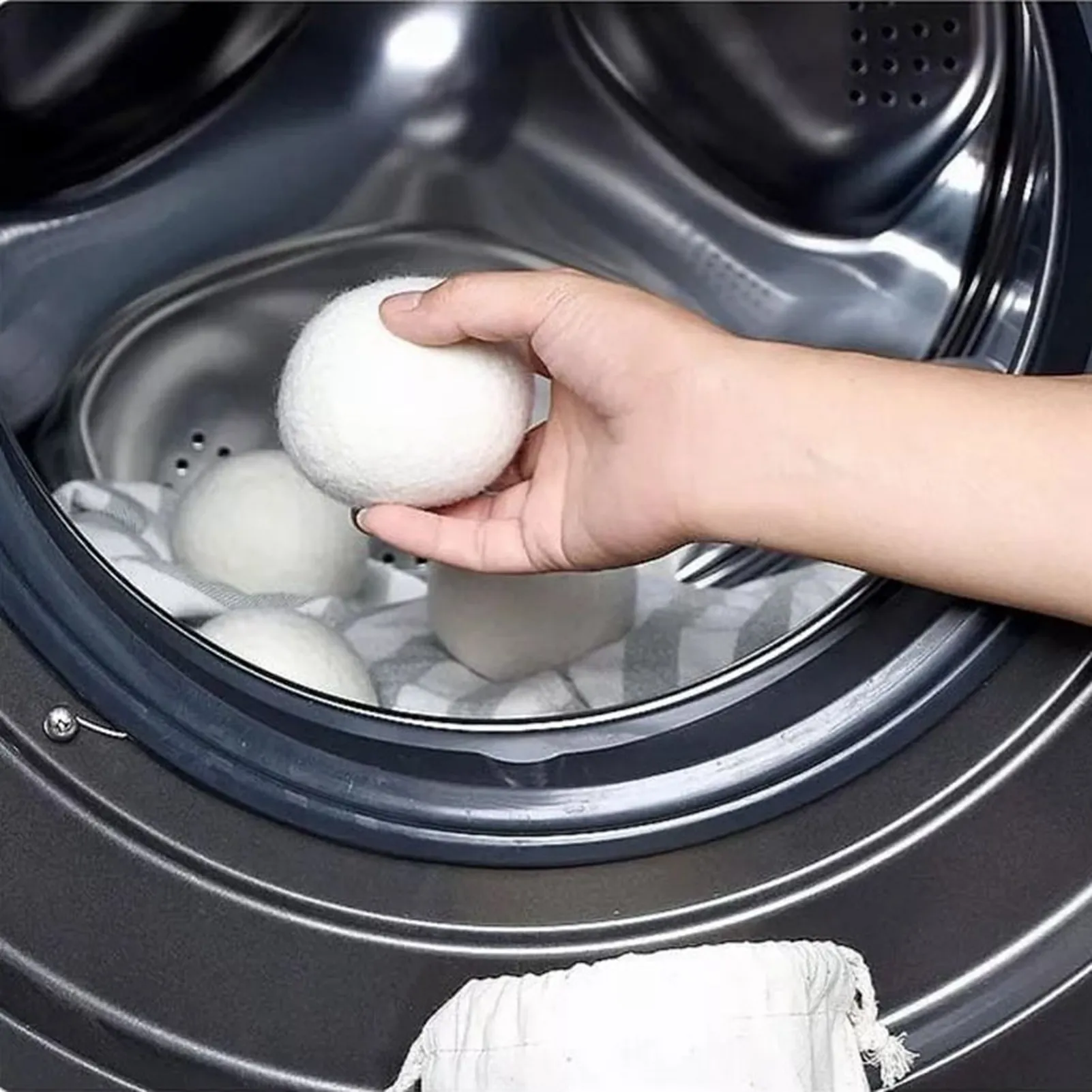 E2 6PCS Wool Laundry Balls Dryer Reusable Natural Fabric Softener Wool Dryer for Speeding Up Dry Time
