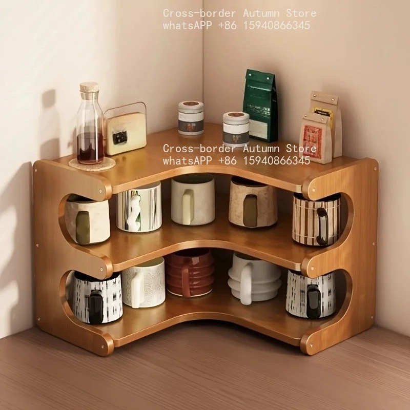 1pc Multi-Tier Bamboo Corner Desk Shelf - Natural Wood Rectangular Corner Organizer for Plants, Books & Stationery - Space-Savin
