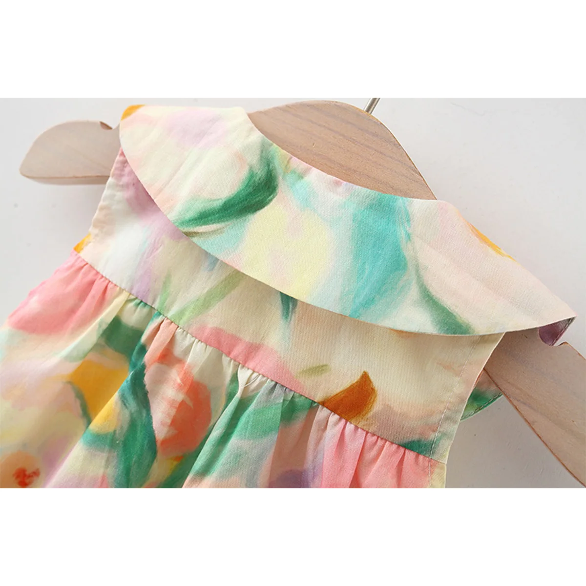 2 Pcs summer baby girl dress with sweet large flower doll collar sleeveless cotton dress paired with large flower crossbody bag