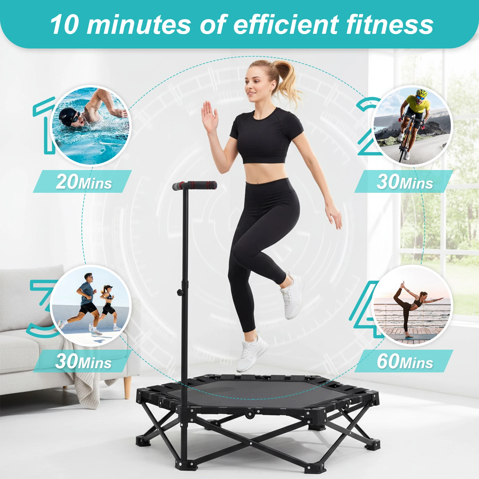 

Household Rebounding Trampoline One-Step Fold & Open Training Jumping Trampoline 225kg Max Load Indoor & Outdoor Workout