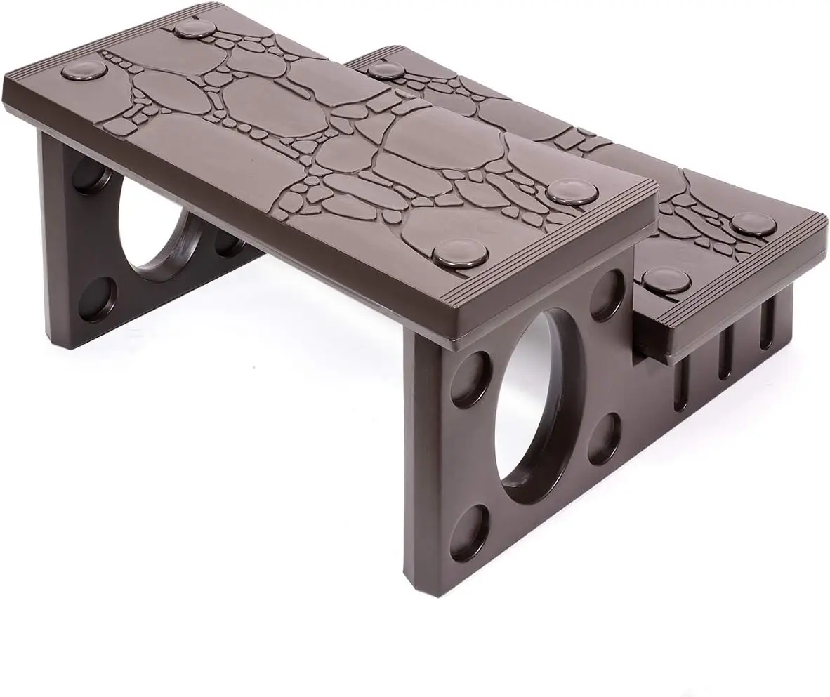 

Universal Multi Purpose 2-Step Spa Hot Tub Pool Outdoor Indoor Camper RV Deck Steps Sided Step, Mocha