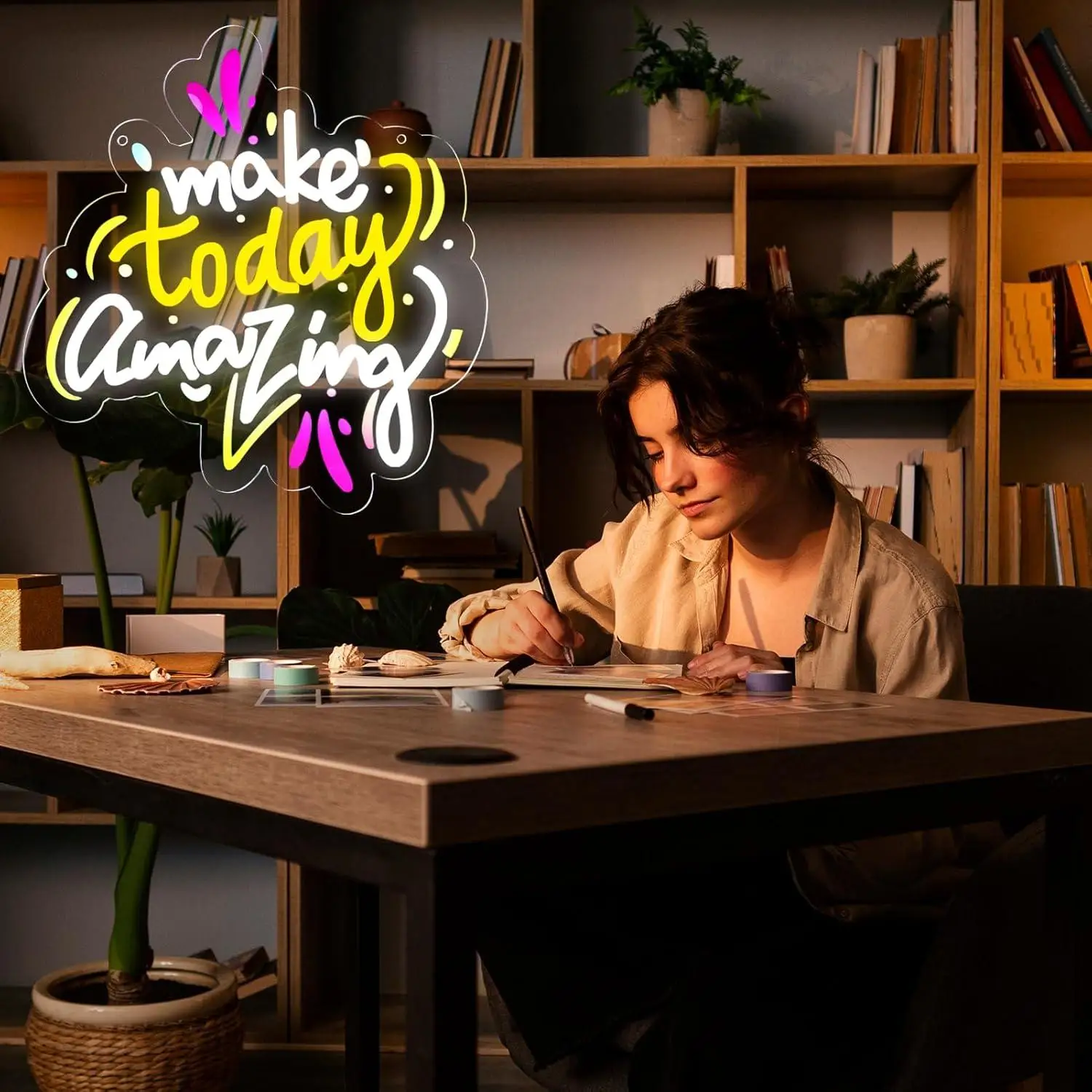 Make Today Amazing Neon Sign USB Dimmable LED Light for Wall Decor Cafe Studio Shop Inspirational Quote Art Decoration Gifts