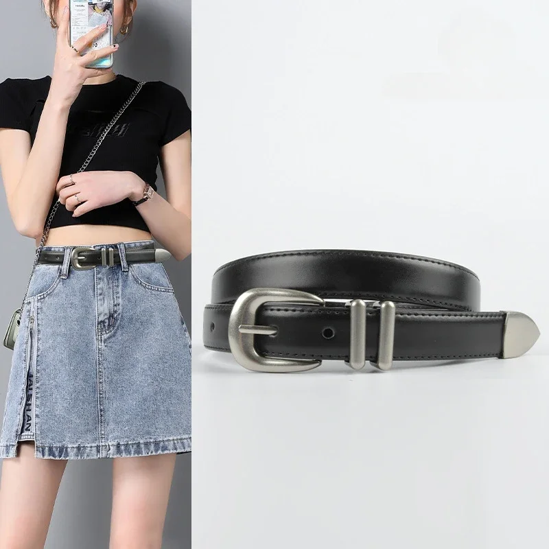 

New 2024 Women's Belt Genuine Leather Cowhide Pants with Versatile Vintage Belt Paired with Casual Jeans Belt