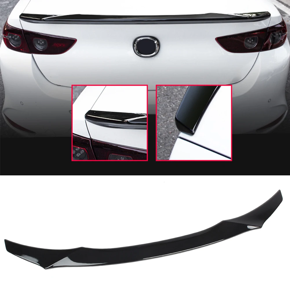 Car Rear Tail Trunk Wing For Mazda 3 Axela 2019 2020 Spoiler Lip Splitter Trim Gloss Black ABS Car Accessories Exterior Moulding