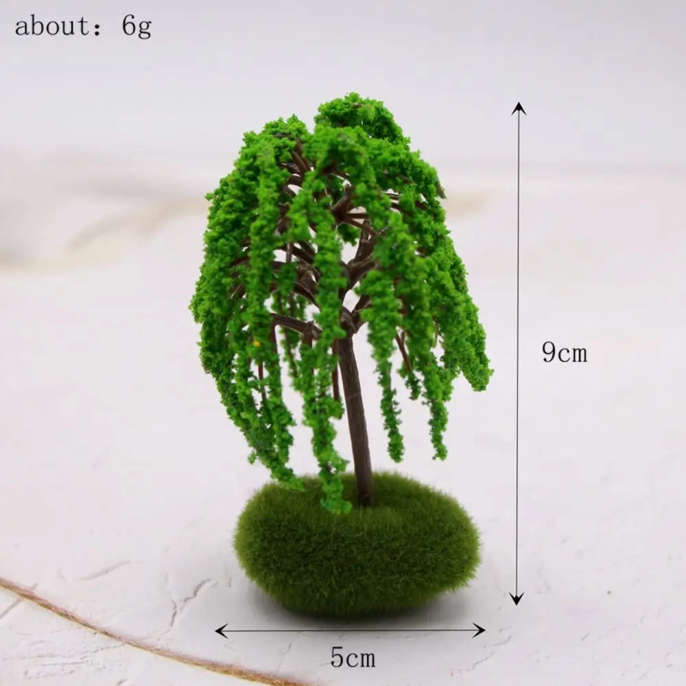 

Plastic Model Trees Natural Green Simulation Dollhouse Mini Tree Artificial Moss Rocks/Wooden Base Fake Trees Kids Toys