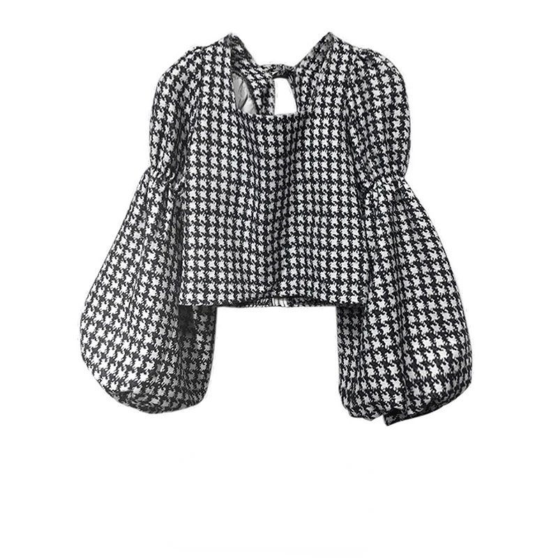 Kpop Fairycore Aesthetics Plaid Fashion Blouse Square Collar Vintage Sweet Elegant All Match Casual Blusas Mujer De Moda