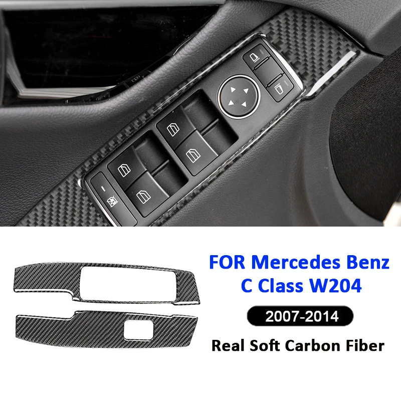 

Carbon Fiber Car Window Lifter Control Switch Panel Adjusting Button Frame Trim Sticker For Mercedes Benz C Class W204 2007-2014