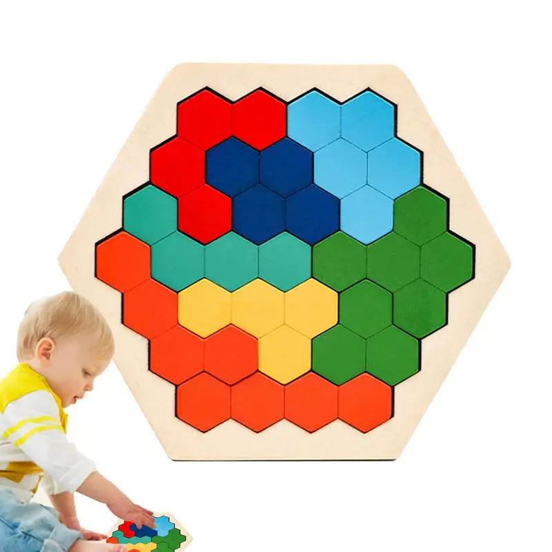 

Wood Block Puzzle Wooden Honeycomb Jigsaw Puzzle Brain Teasers Early Education Logic Toys Colorful Kindergarten Puzzle For All