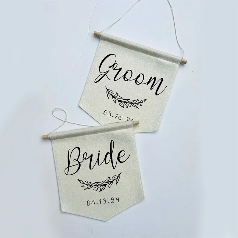 Personalized name Bride Groom Mr Mrs guest Chair Signs rustic Wedding welcome table Decoration newlyweds couple Reception Banner