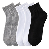 5 Pairs/Lot Men's Solid Color Socks Black White Business Casual Sports Sock Man Cotton Mesh Breathable Short Socks