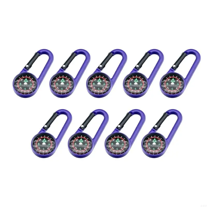 F1CF Pack of 9 Navigation Tool Multifunction Keychain Pocket Compasses Portable for Teen Adult Hiking Fishing Carabiner view 5