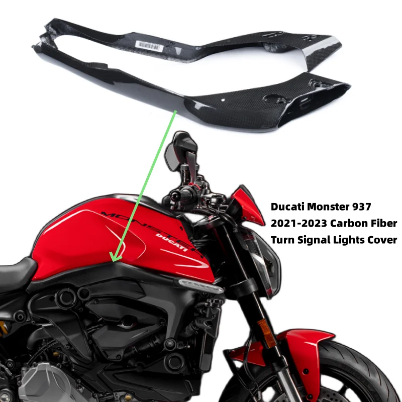 Under Tank Cover Side Panel Turn Signal Lights Covers Trim Fairings For Monster 937 Stealth 2021-2023 Full Carbon Fiber 100%