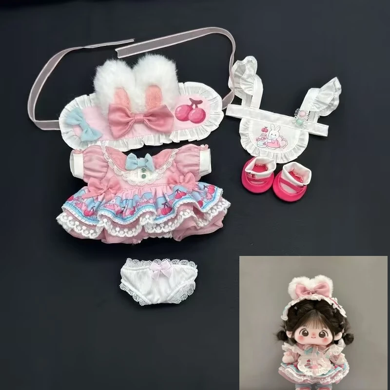 Vestido de muñeca de algodón 'Cherry Tea Rabbit' de 20cm, vestido de muñeca bonito y sin atributo, vestido de muñeca, vestido de princesa