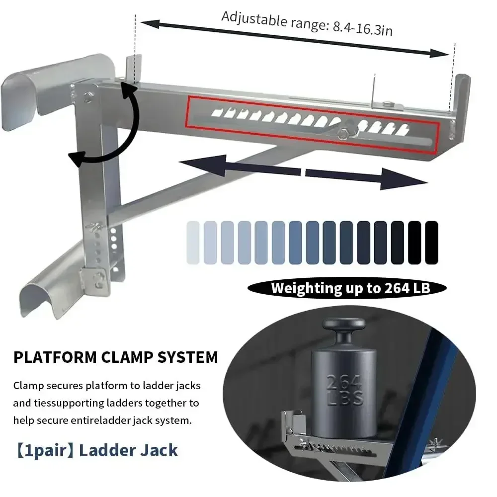 Stalowe stojaki drabinkowe 2-pak Wytrzymała konstrukcja bezpieczeństwa Dwustopniowa teleskopowa ławka robocza Kompatybilna z platformami 20" Łatwa